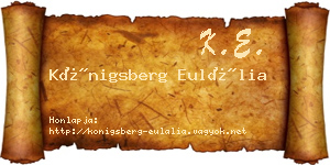 Königsberg Eulália névjegykártya